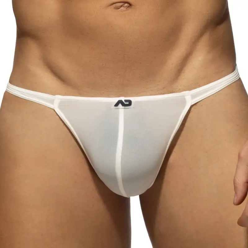 White mesh men's thong product image used as a source file for Qwen Intimate
