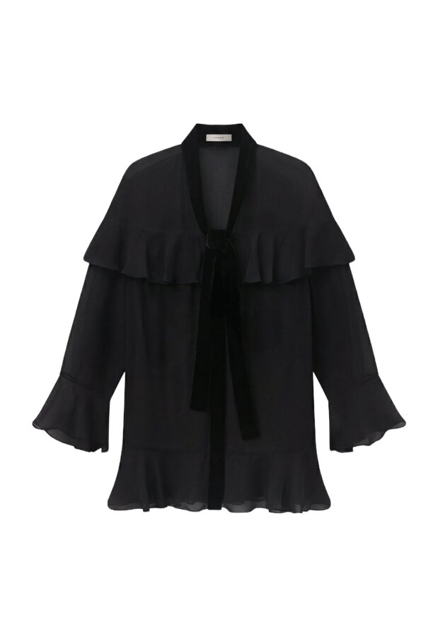 Saved garment, black velvet-trim mini dress
