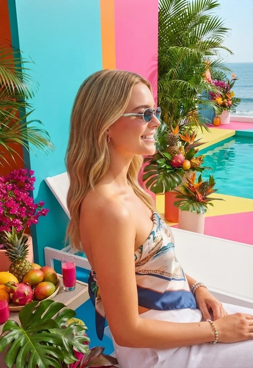 Automation Camera Edit step result: the same sunglasses shot re-framed to an upper-body side profile, generated with Gemini Flash 2 Lite