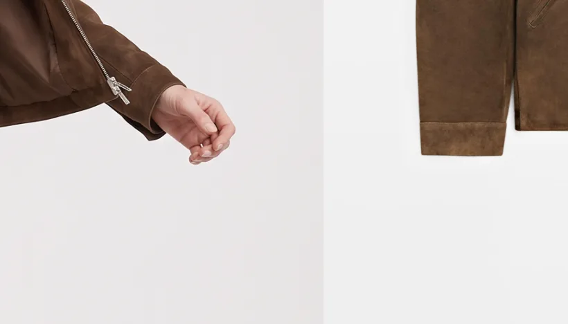 Full-size crop of the cuff in a front photo generated with nano-banana-pro, next to the cuff of the real jacket
