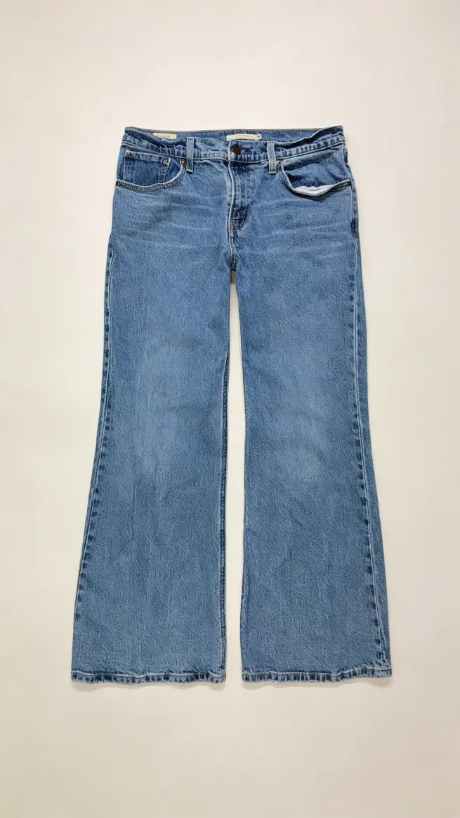 Clean flat lay of a pair of jeans