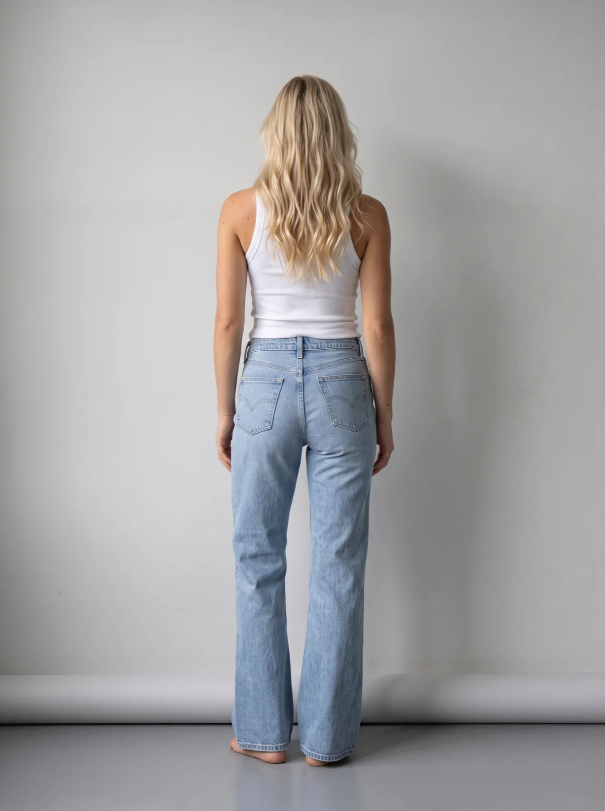 Flared jeans: generated back image