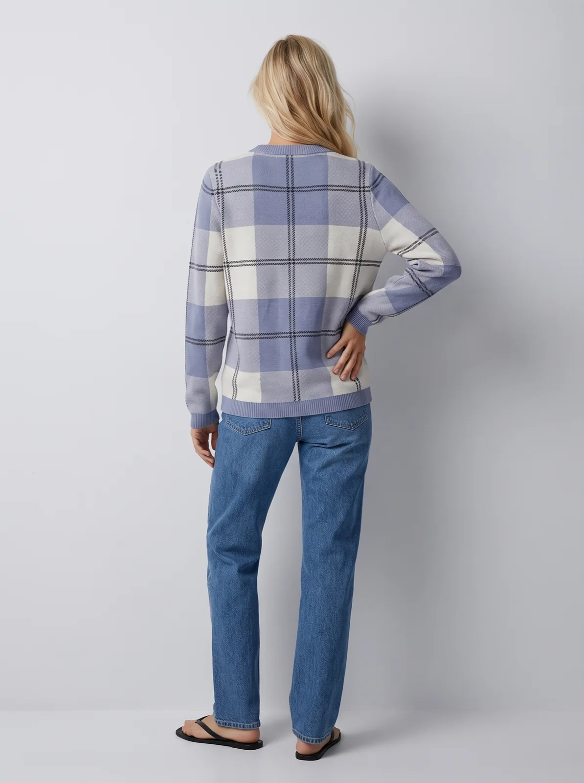 Check crew sweater: generated back image
